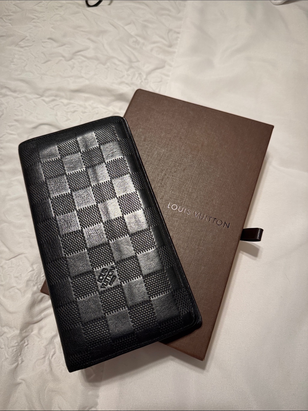 Louis Vuitton Black Damier Graphite Infini Long Wallet With Coa And Box